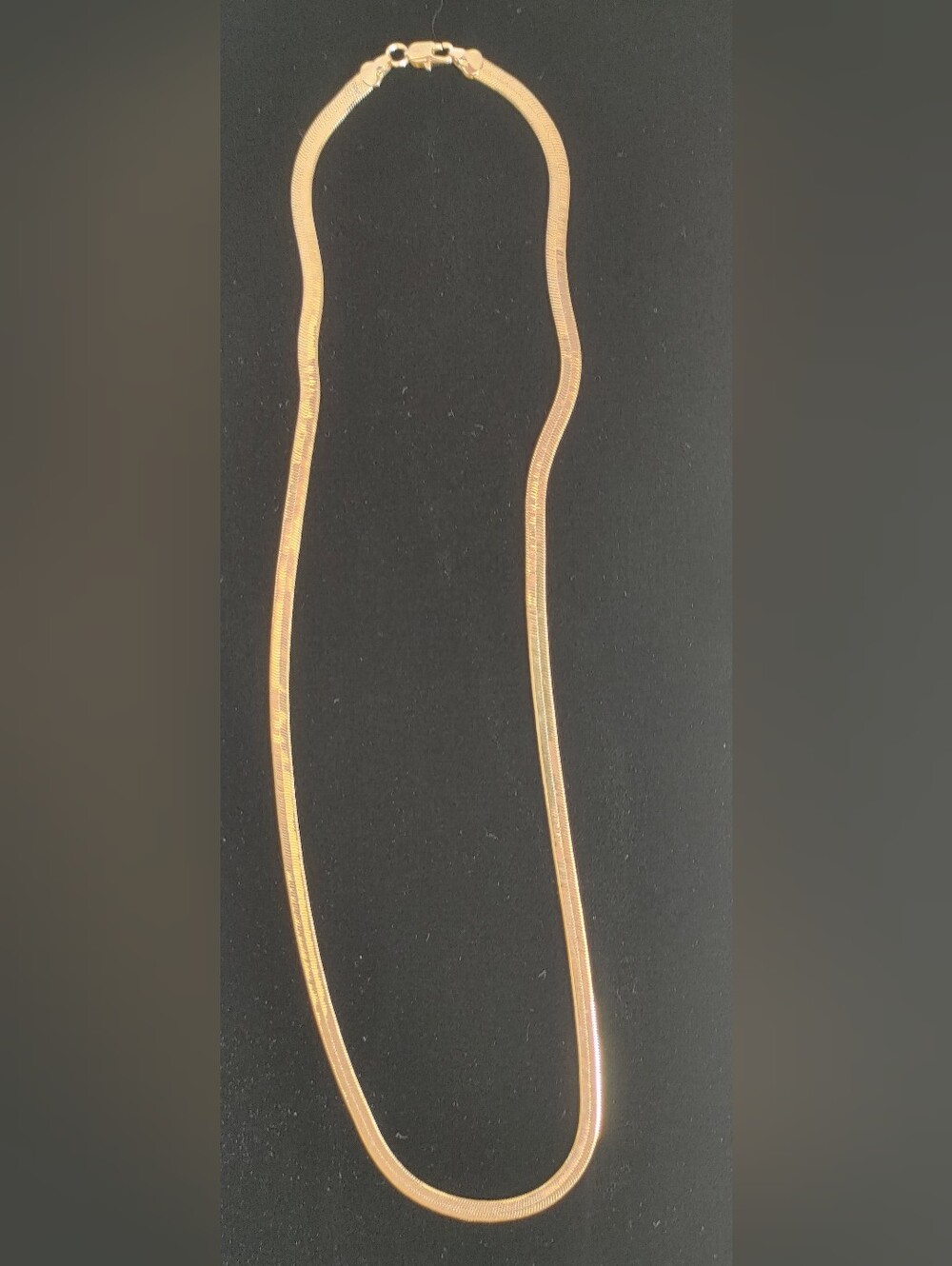 Costume Jewelry, Gold Colored Herringbone Chain Necklace - Women Accessories